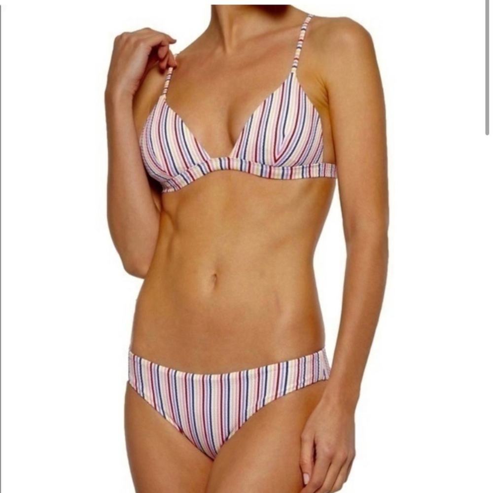 Onia Rainbow Stripes‎ 2 Piece Swim Suit Size XS Adjustable Straps Bikini Summer